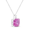 Thumbnail Image 2 of Cushion-Cut Pink & White Lab-Created Sapphire Pendant Necklace Sterling Silver 18"