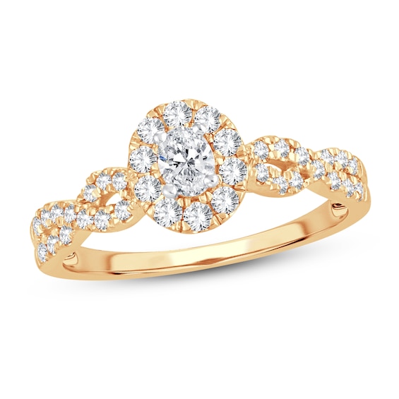 Diamond Ring 12 ct tw Oval 14K Yellow Gold