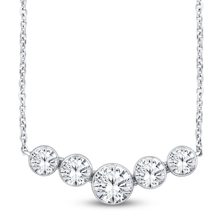 Jared Signature Lab-Grown Diamond Bezel-Set Graduated Curved Bar Necklace 1 ct tw 14K White Gold 18"