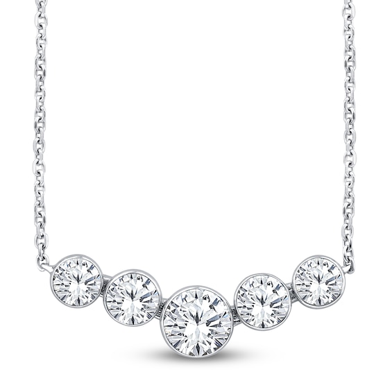 Jared Signature Lab-Grown Diamond Bezel-Set Graduated Curved Bar Necklace 1 ct tw 14K White Gold 18"