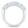 Thumbnail Image 2 of Certified Oval & Round-Cut Diamond Scalloped-Edge Anniversary Ring 2 ct tw 14K White Gold