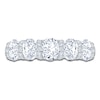 Thumbnail Image 3 of Certified Oval & Round-Cut Diamond Scalloped-Edge Anniversary Ring 2 ct tw 14K White Gold