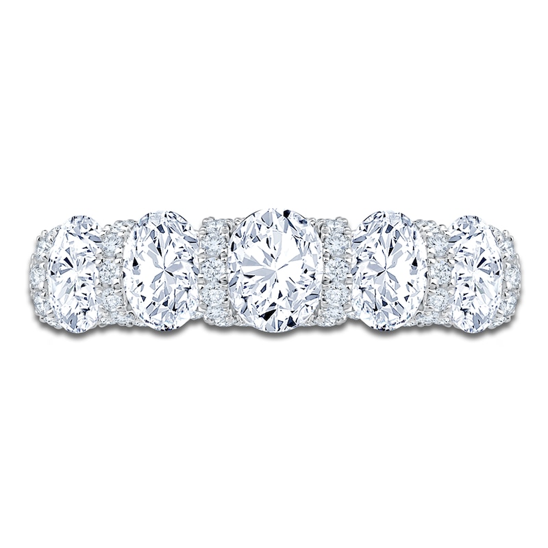 Main Image 3 of Certified Oval & Round-Cut Diamond Scalloped-Edge Anniversary Ring 2 ct tw 14K White Gold