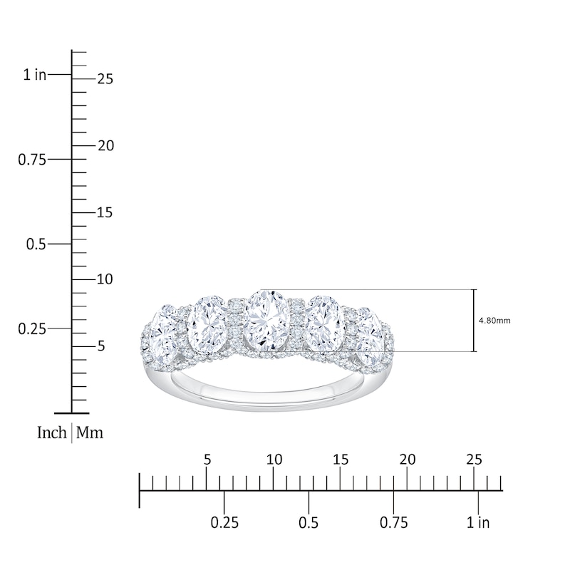 Main Image 4 of Certified Oval & Round-Cut Diamond Scalloped-Edge Anniversary Ring 2 ct tw 14K White Gold