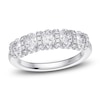 Thumbnail Image 1 of Certified Oval & Round-Cut Diamond Scalloped-Edge Anniversary Ring 1-1/2 ct tw 14K White Gold