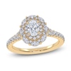 Thumbnail Image 1 of Oval-Cut Lab-Grown Diamond Halo Engagement Ring 1 ct tw 14K Yellow Gold