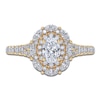 Thumbnail Image 3 of Oval-Cut Lab-Grown Diamond Halo Engagement Ring 1 ct tw 14K Yellow Gold