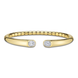 Shy ICON Lumeria Baguette & Round-Cut Multi-Diamond Cuff Bangle Bracelet 1/5 ct tw 14K Yellow Gold