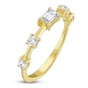 Thumbnail Image 2 of Jared Signature Emerald & Round-Cut Lab-Grown Diamond Station Ring 1/2 ct tw 14K Yellow Gold