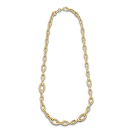 Italia D'Oro Oval Link Necklace Hollow 14K Yellow Gold 18"