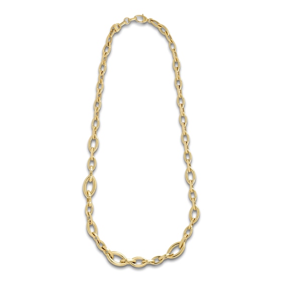 Italia D'Oro Oval Link Necklace Hollow 14K Yellow Gold 18"