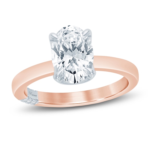 Pnina Tornai Certified Oval-Cut Lab-Grown Diamond Solitaire Plus Engagement Ring 2-1/5 ct tw 14K Rose Gold