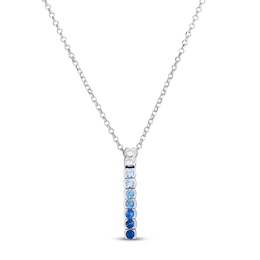 Le Vian Natural Denim Ombré & White Sapphire Vertical Necklace 14K Vanilla Gold 19"