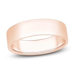 Flat Comfort Fit Wedding Band 14K Rose Gold 6mm