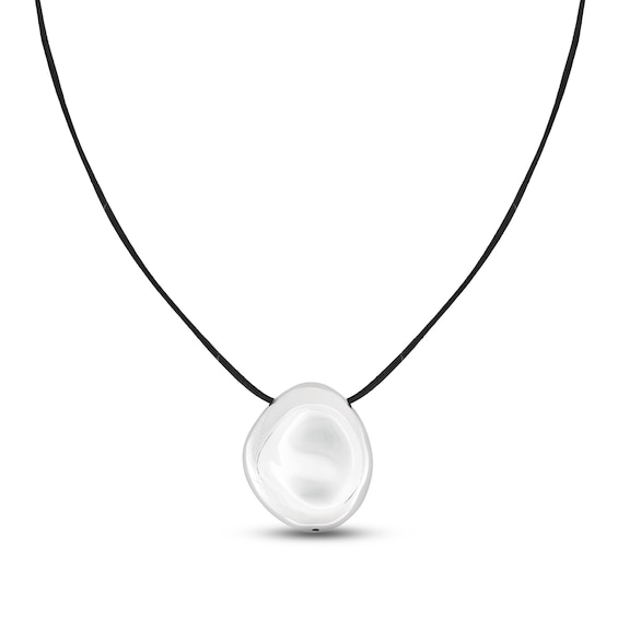 Italia D'Argento Boule-Shaped Bead on Cord Necklace Sterling Silver 21.99"