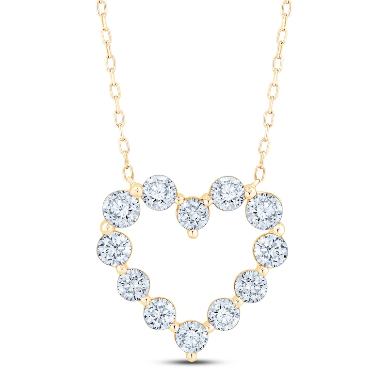 Main Image 1 of Jared Signature Lab-Grown Diamond Heart Necklace 2 ct tw 14K Yellow Gold 18"