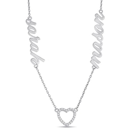 Couple's Sparkling Accent Stones Nameplate Necklace (2 Names)