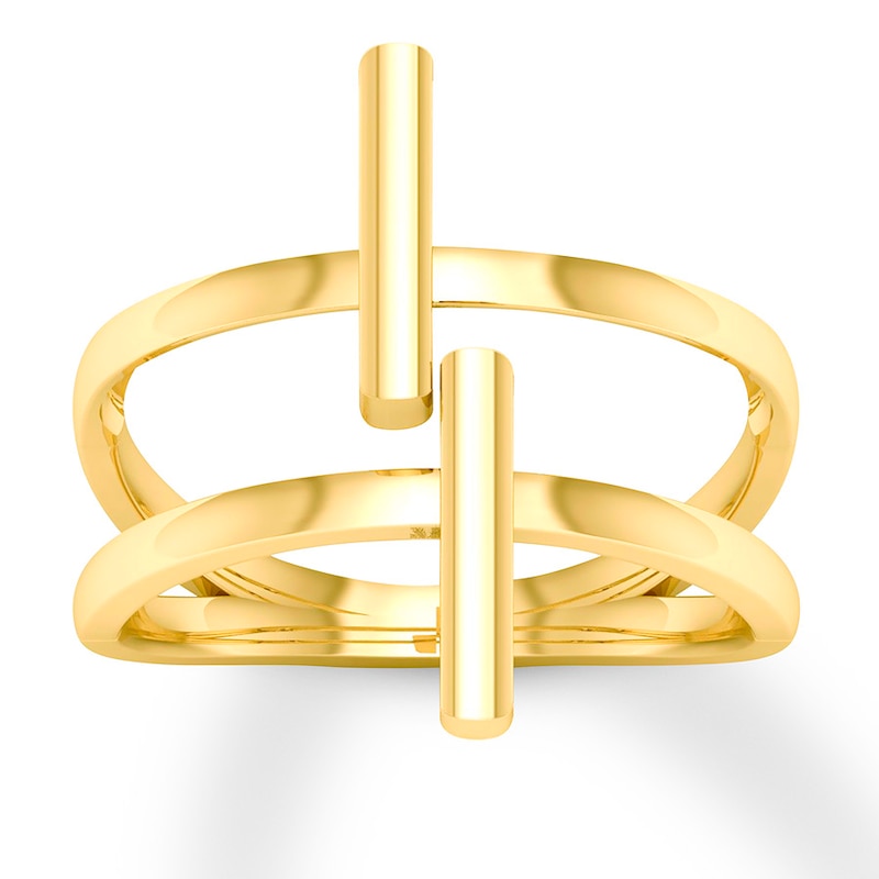 Double Bar Ring 10K Yellow Gold with 360