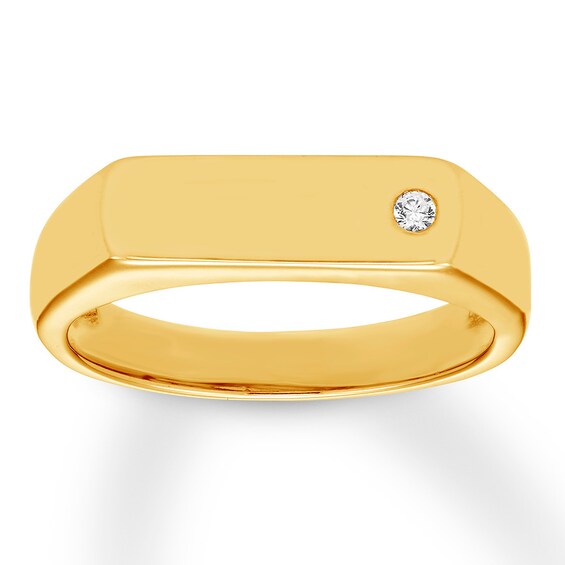 Flat Top Ring Diamond Accent 10k Yellow Gold Stackable Rings Flat Top Ring Diamond Accent 10k Yellow