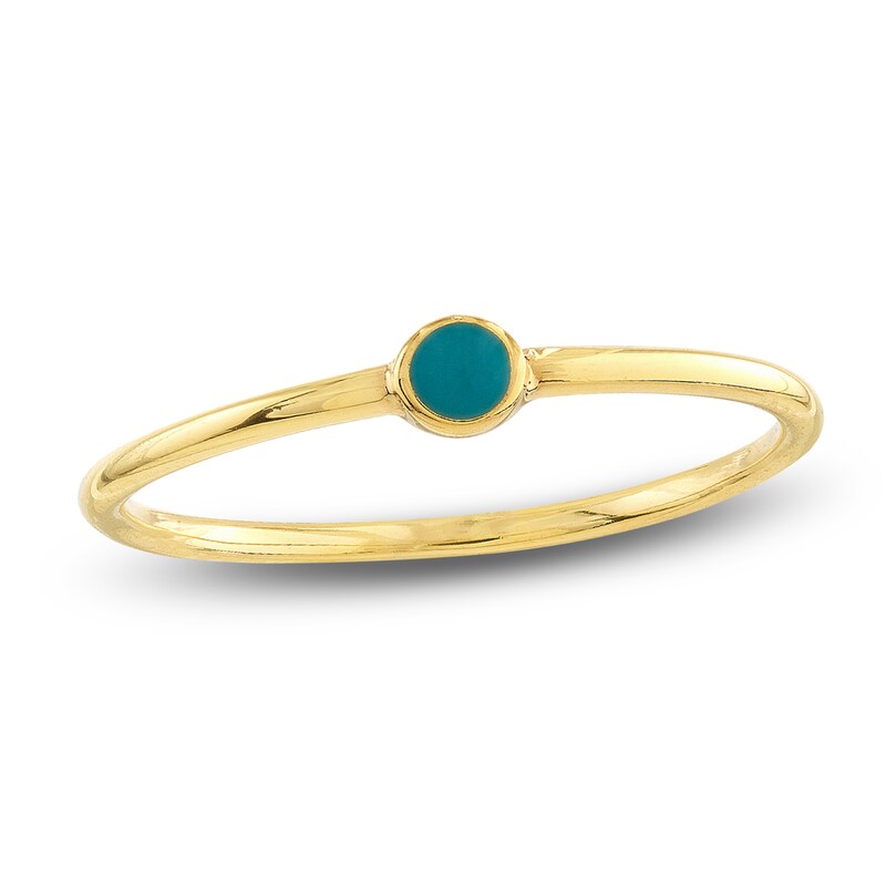 Enamel Turquoise Ring 14K Yellow Gold