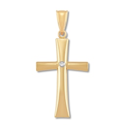 Cross Charm with Diamond Accent 14K Yellow Gold