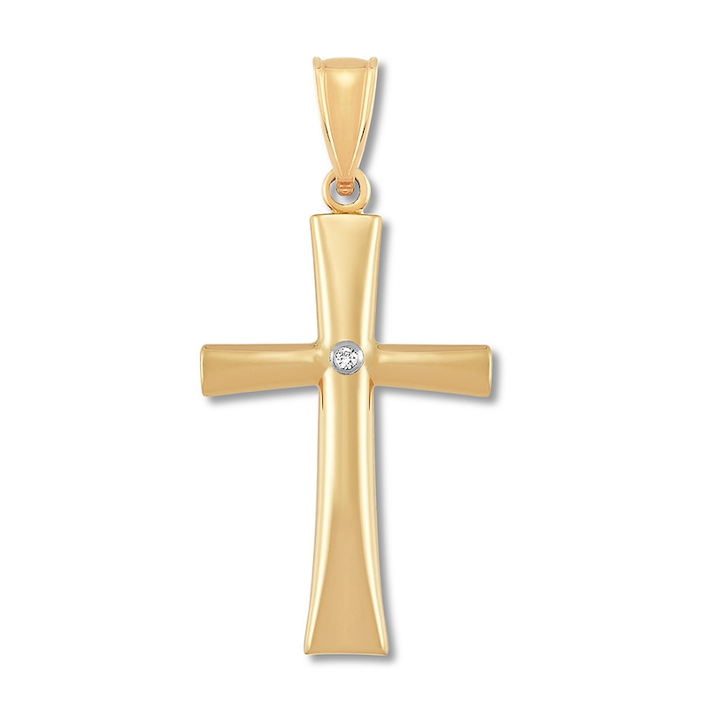 Main Image 1 of Cross Charm with Diamond Accent 14K Yellow Gold