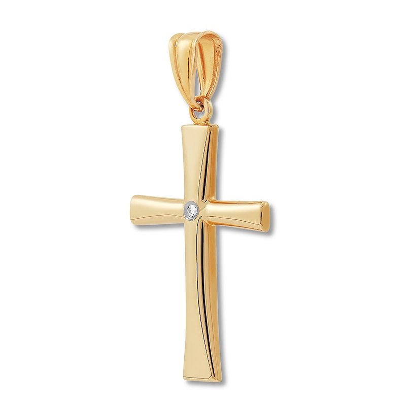 Main Image 2 of Cross Charm with Diamond Accent 14K Yellow Gold