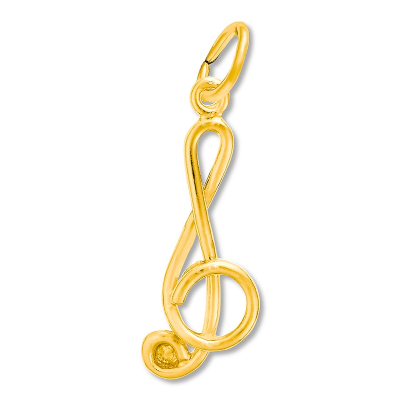 14k Yellow Gold TREBLE CLEF Pendant Made in USA Charm