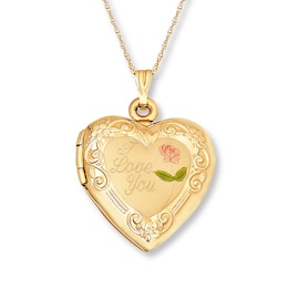Heart Locket 14K Yellow Gold 18"