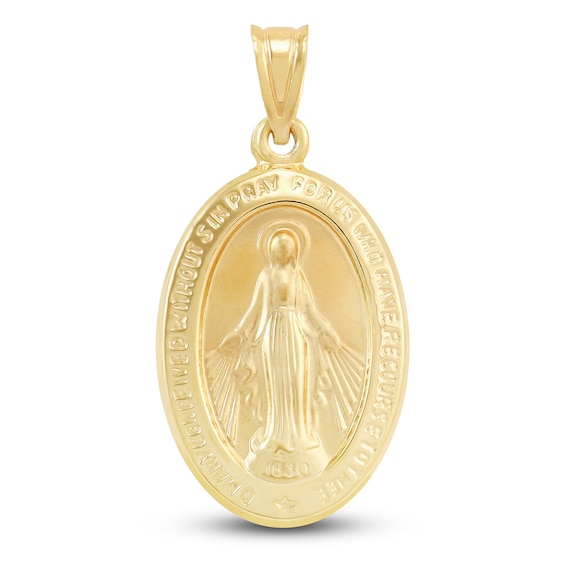 14K Yellow Gold Mother Mary Pendant 16 mm Jewels Obsession Mother Mary Charm Pendant 