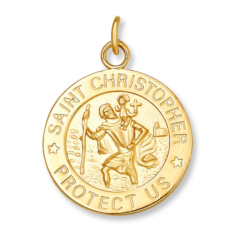 St. Christop Medal Charm 14K Yellow Gold