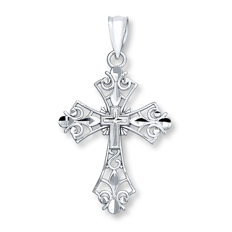 Cross Charm 14K White Gold