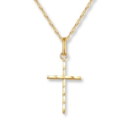 Petite Cross Necklace 14K Yellow Gold 18"
