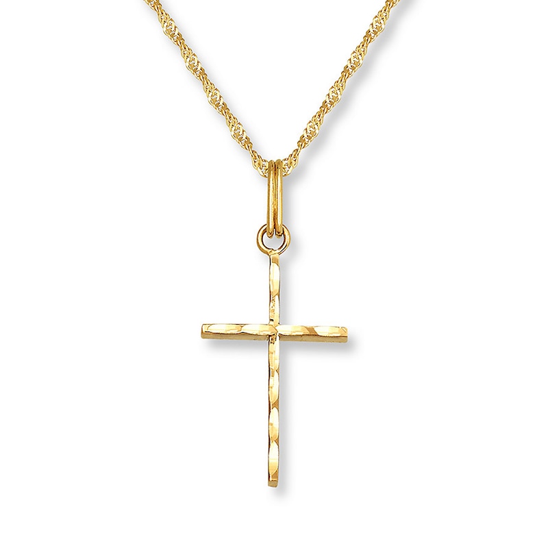 Petite Cross Necklace 14K Yellow Gold 18"