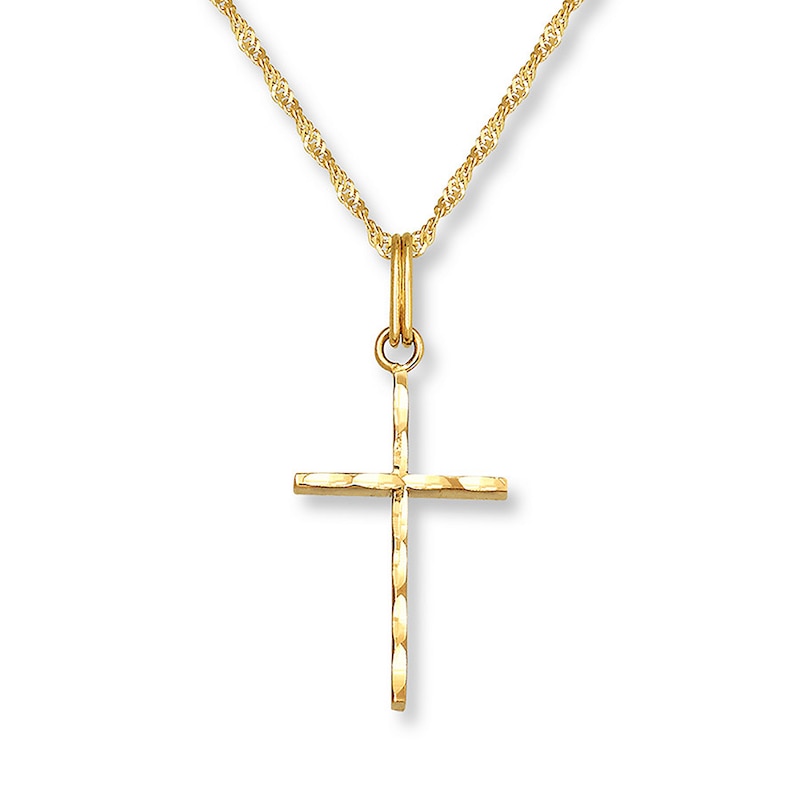 Main Image 1 of Petite Cross Necklace 14K Yellow Gold 18"