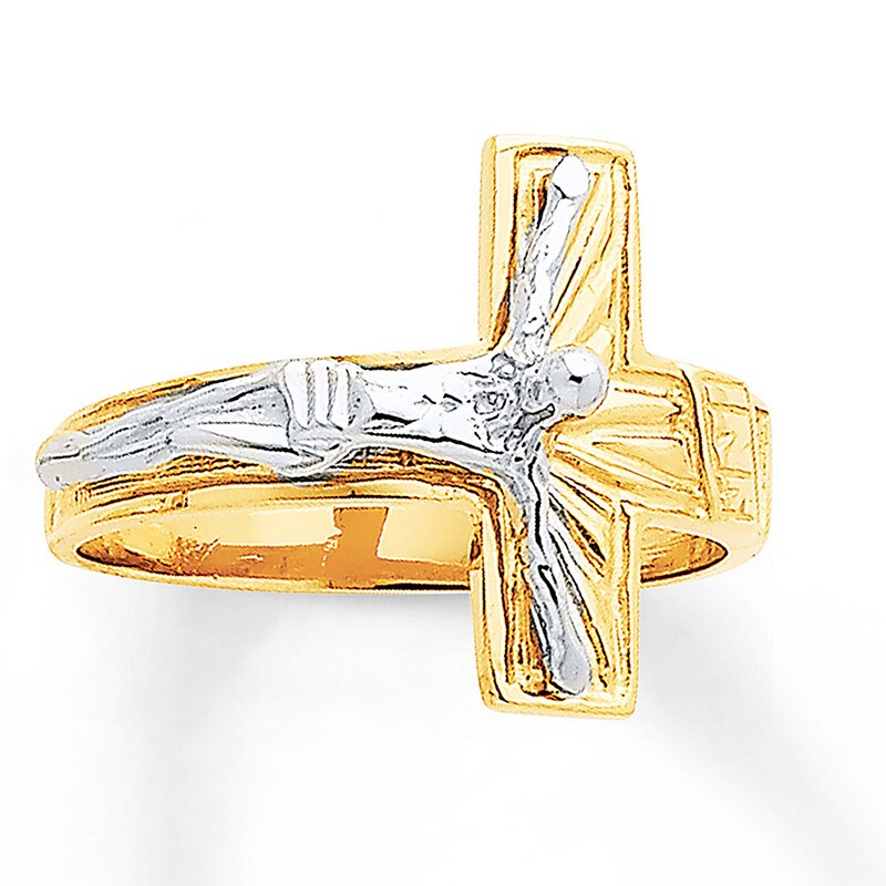 Men’s Crucifix Ring 14K Two-Tone Gold