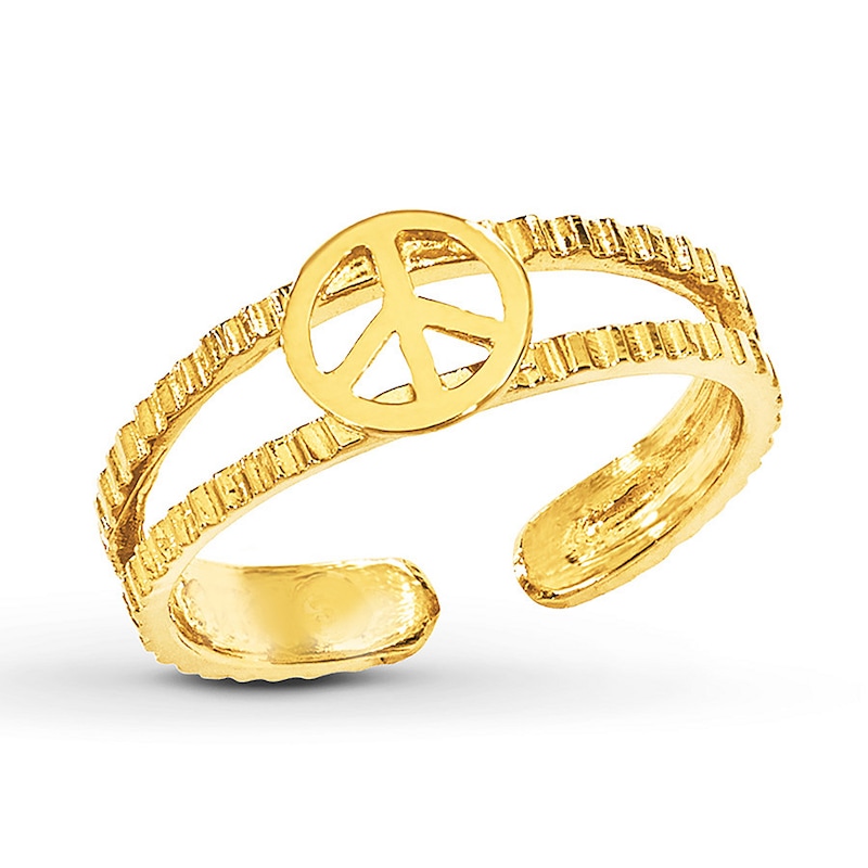 Peace Sign Toe Ring 14K Yellow Gold