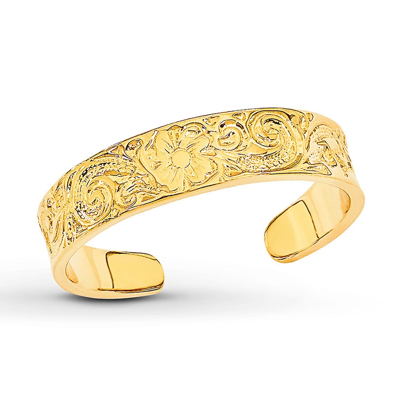 Main Image 1 of Flower Toe Ring 14K Yellow Gold