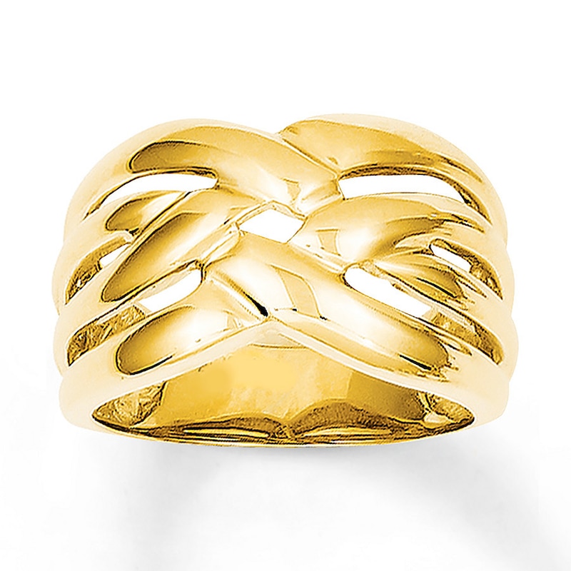Main Image 1 of Woven Texture Dome Ring 14K Yellow Gold