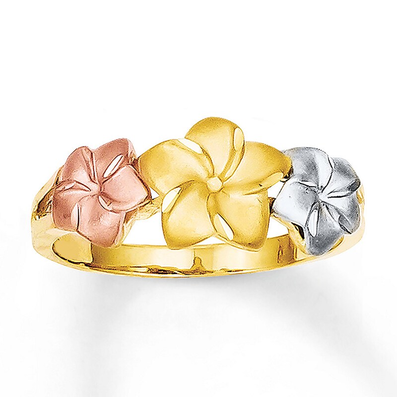 Plumeria Ring 14K Tri-Color Gold
