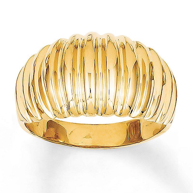 Ribbed Dome Ring 14K Yellow Gold