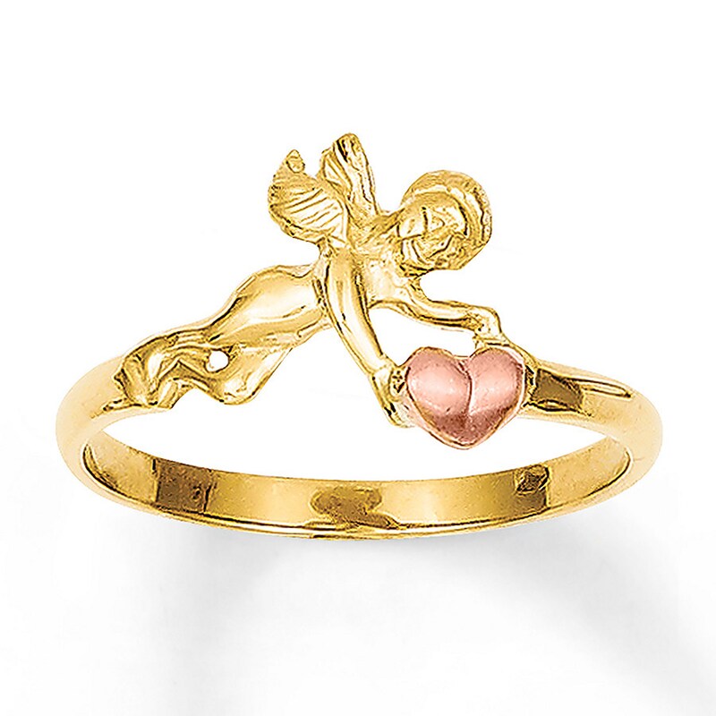 Angel & Heart Ring 14K Two-Tone Gold