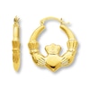 Thumbnail Image 1 of Claddagh Hoop Earrings 14K Yellow Gold