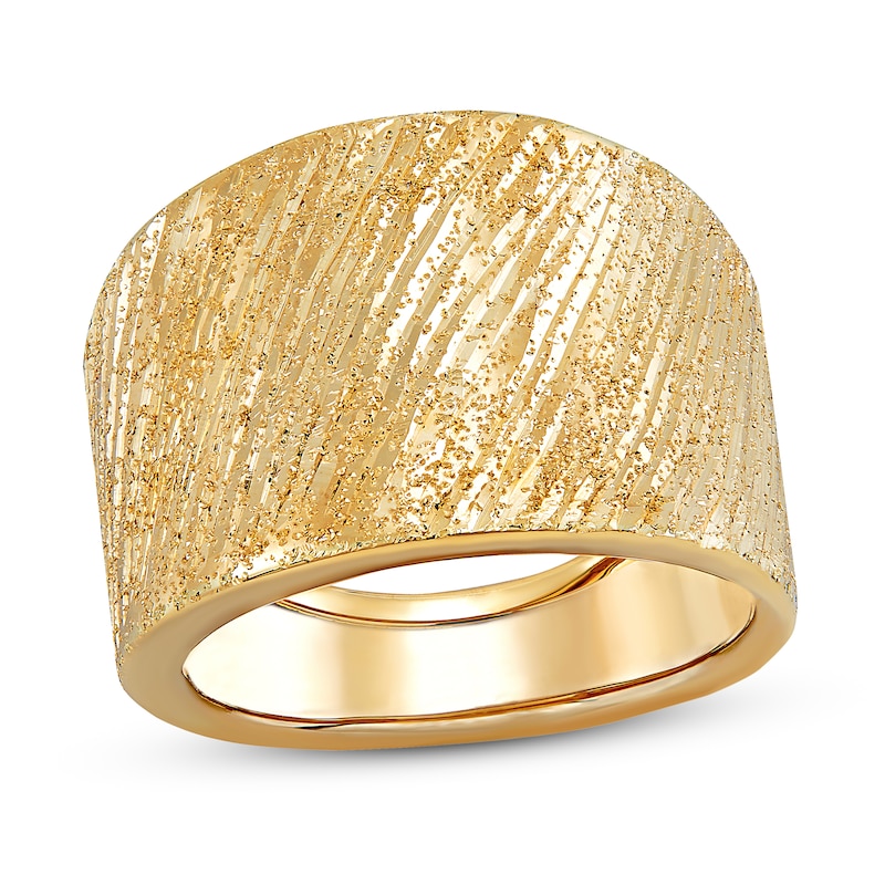 Main Image 1 of Italia D'Oro Groove Speckle Ring 14K Yellow Gold