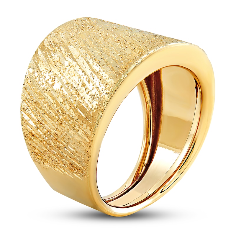 Italia D'Oro Groove Speckle Ring 14K Yellow Gold