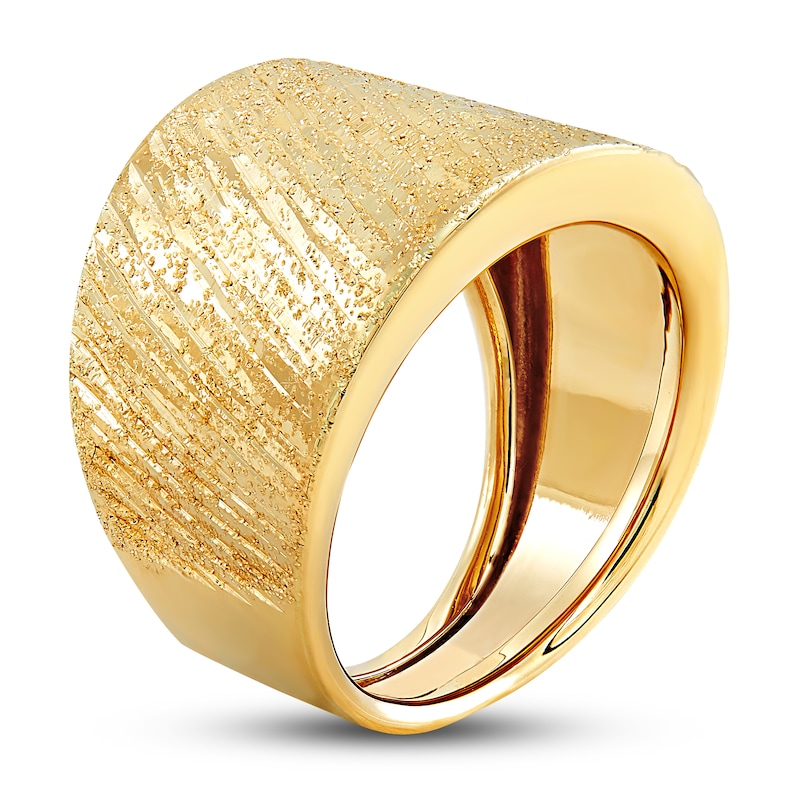 Main Image 2 of Italia D'Oro Groove Speckle Ring 14K Yellow Gold