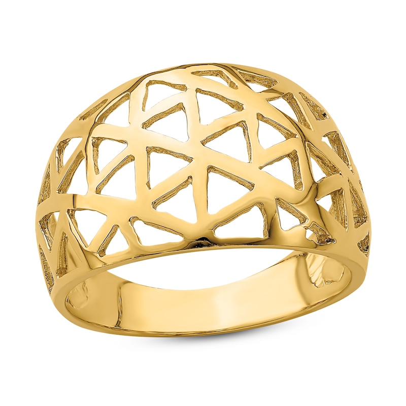 Main Image 1 of Triangle Dome Ring 14K Yellow Gold