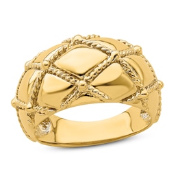 Quilted Rope Dome Ring 14K Yellow Gold