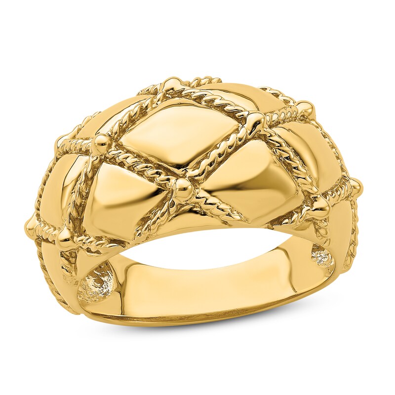 Quilted Rope Dome Ring 14K Yellow Gold