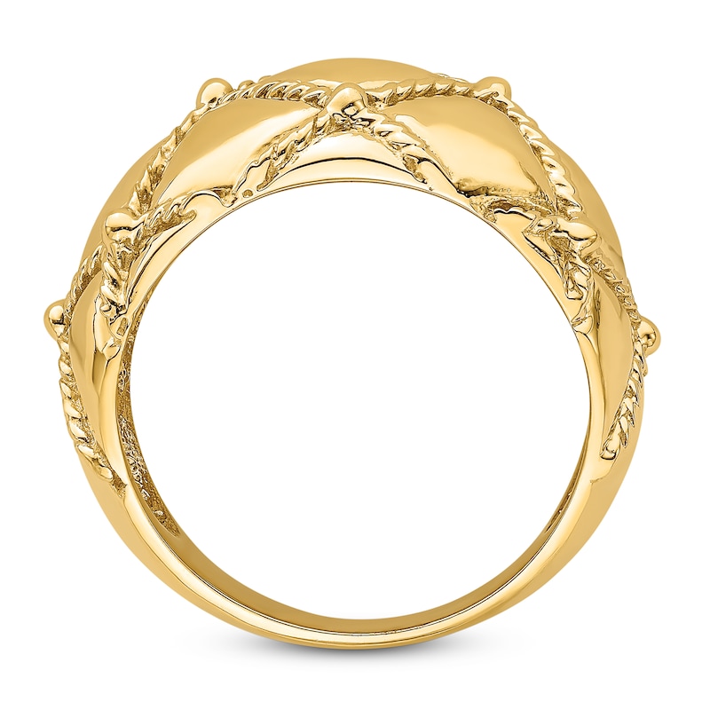 Quilted Rope Dome Ring 14K Yellow Gold